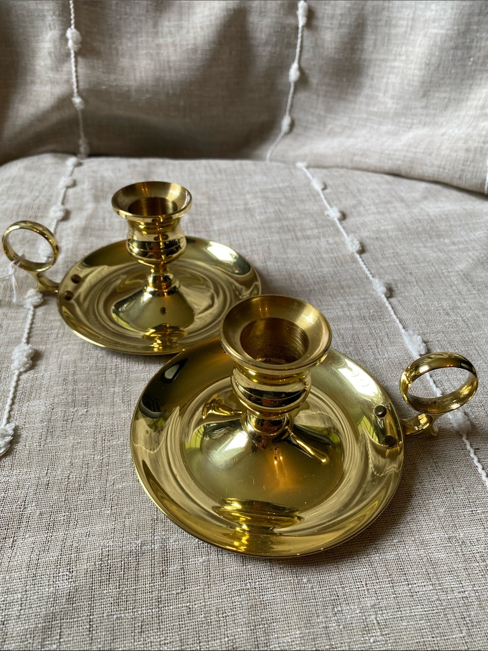 baldwin Polished Brass Chamberstick Candle Holders - Gold Finish